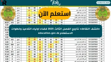 «كشف النقاط» نتائج الفصل الثالث 2025 فضاء أولياء التلاميذ وخطوات الاستعلام education.gov.dz